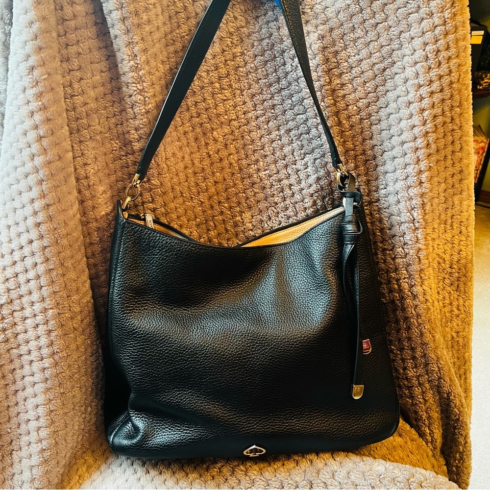 Kate Spade Black Pebbled Leather Shoulder Hobo with Gold Hardware - Picture 3 of 8